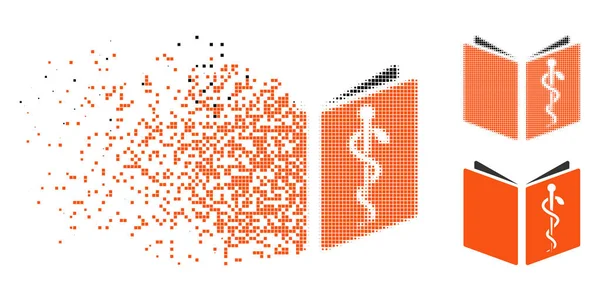 Icono del manual de drogas desintegrador Pixel Halftone — Vector de stock