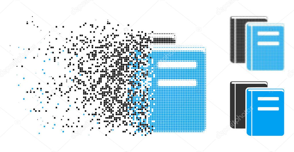 Disintegrating Pixelated Halftone Books Icon