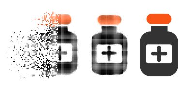 Dağınık Pixelated yarı ton uyuşturucu şişe simgesi