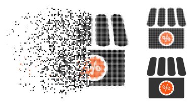 Parçalanmış Pixelated yarı ton eczane satış simgesi