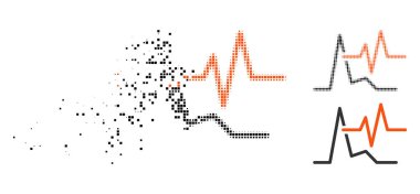 Çözünmüş piksel yarı ton EKG simgesi