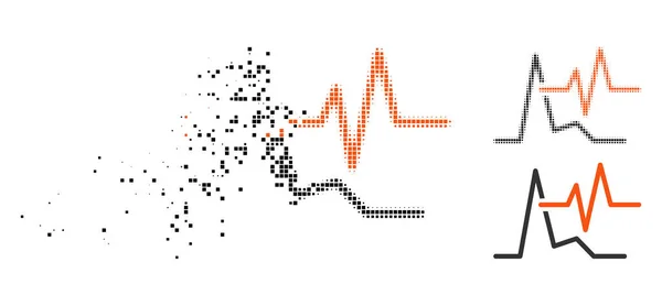 Ícone dissolvido do ECG do meio-tom do pixel — Vetor de Stock