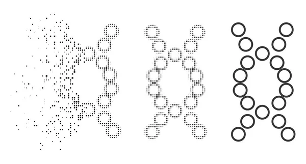 손상 된 픽셀 하프톤 게놈 아이콘 — 스톡 벡터