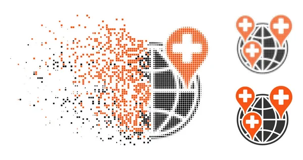 Punto disuelto Halftone Global Clinic Company Icono — Vector de stock