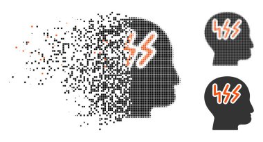 Parçalanmış Pixelated noktalı resim baş ağrısı simgesi
