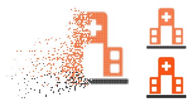 Rendelenmiş nokta yarı ton hastane Binası simgesi