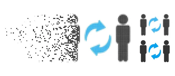 Dispersed Pixel Halftone Guys Intercambio de flechas icono — Vector de stock