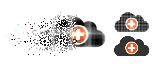 Disintegrazione dell'icona Pixel Halftone Health Care Cloud — Vettoriale Stock