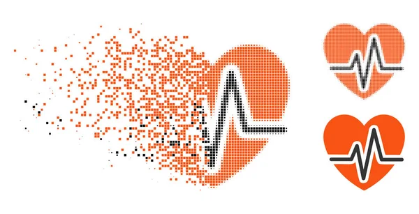 Rendelenmiş noktalı yarım ton kalp diyagram simgesi — Stok Vektör