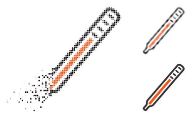 Ayrılmış nokta yarı ton tıbbi termometre simgesi