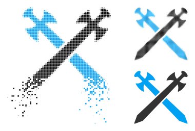 Kırık Pixelated yarı ton ortaçağ kılıç simgesi