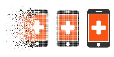 Hasarlı nokta yarı ton mobil tıp simgesi