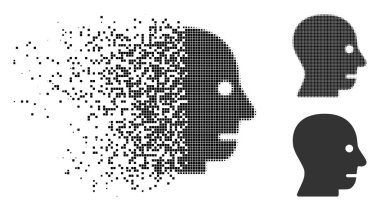 Hareketli piksel yarı ton hasta kafa simgesi