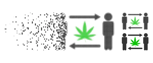 Movimiento Pixelated Halftone Hombres Cannabis Exchange Icono — Vector de stock