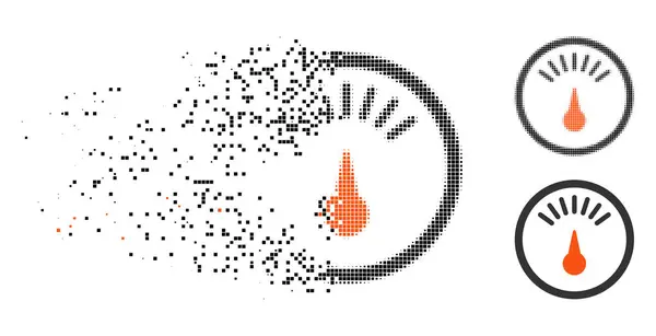Fragmented Pixelated Halftone Meter Icon — Stock Vector