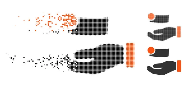 Icône de paiement en demi-teinte pixelisée déchiquetée — Image vectorielle