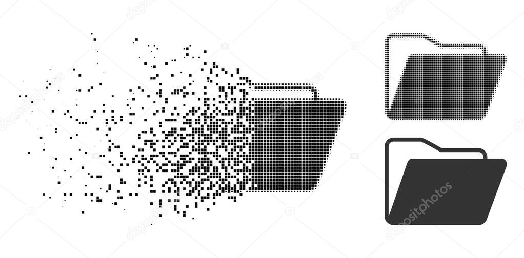 Shredded Pixelated Halftone Open Folder Icon