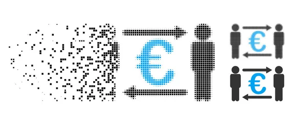 Fragmentado Pixelado Meio-tom Troca de Pessoas Euro Ícone — Vetor de Stock