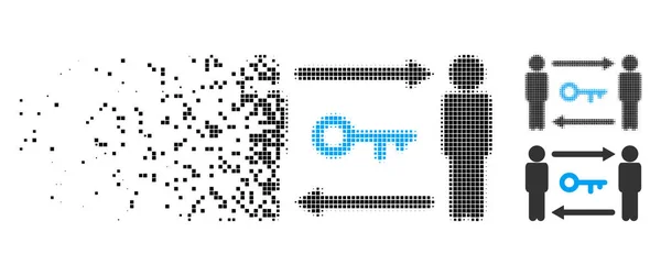 Σπασμένα Pixel ράστερ πρόσωπα κλειδί ανταλλαγή εικονίδιο — Διανυσματικό Αρχείο