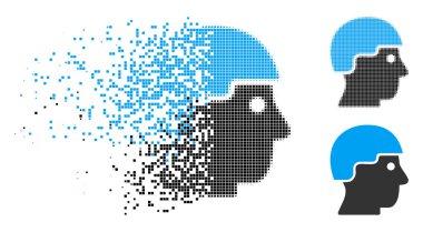 Dağılmakta noktalı yarım ton asker kask simgesi