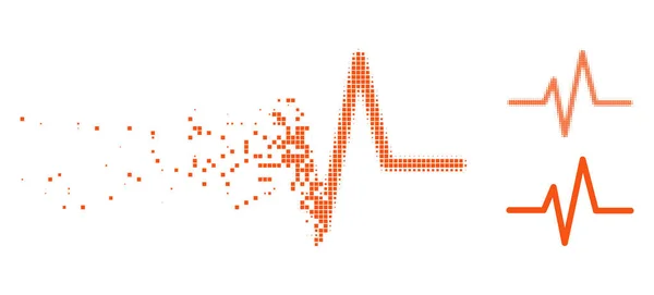 Mizející Pixelated polotónů pulzní ikona — Stockový vektor