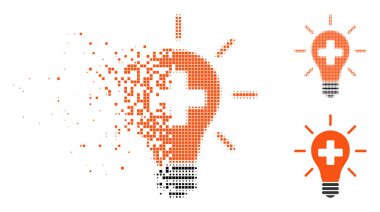 Kırık nokta yarı ton tıbbi elektrikli ampul simgesi