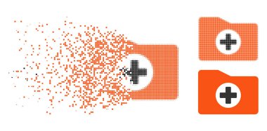 Hasarlı piksel yarı ton tıbbi klasör simgesi