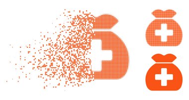 Rendelenmiş Pixelated yarı ton tıbbi Fonu çuval simgesi