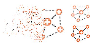 Harcanmış piksel yarı ton tıbbi ağ yapısı simgesini