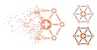 Harcanmış piksel yarı ton tıbbi ağ simgesini