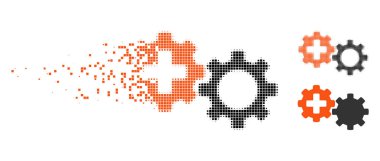Dağınık noktalı yarım ton tıbbi işlem Gears simgesi