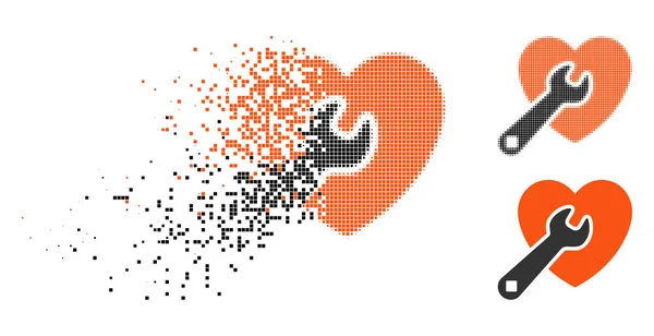 Eloszlik Pixel félárnyék szív javítás ikon — Stock Vector