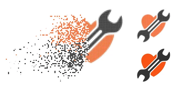 Desapareciendo Pixel Halftone Heart Surgery Icono — Vector de stock