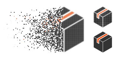 Damaged Pixelated Halftone Package Icon clipart