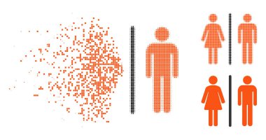 Pixelated yarı ton tuvalet simgesi dağılmakta