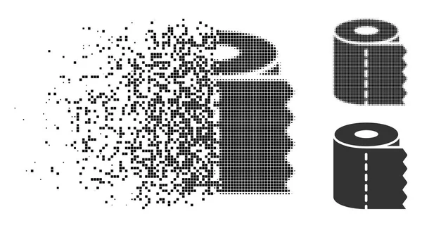 Destructed Pixelated Halftone Paper Roll Icon — стоковый вектор