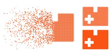 Gondererek, tıbbi kutusu simgesini noktalı yarım ton ve hasarsız katı sürümleri. Adet tıbbi kutusu şekil kaybolan vektör düzenlenir. Kaybolan etkisi dikdörtgen parçacıklar içerir.