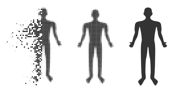 Ícone humano de meio-tom pixelado decomposto —  Vetores de Stock