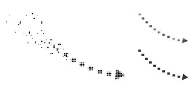 Rendelenmiş Pixelated yarı ton düşüş trendi simgesi noktalı