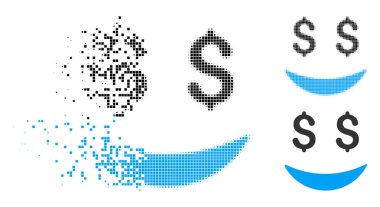 Parçalanmış noktalı yarım ton işadamı gülümseme simgesi