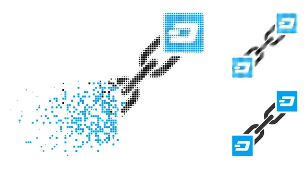 Aprított Pixel félárnyék kötőjel Blockchain ikon — Stock Vector