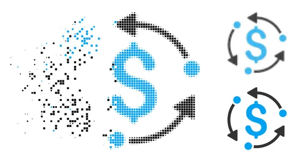 Icône de rotation d'argent pixelisée demi-teinte cassée — Image vectorielle