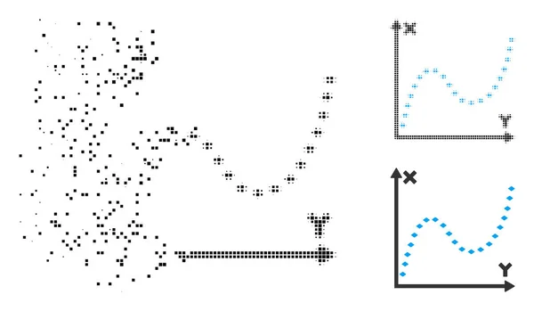 Icono de gráfico de función punteada semitono de punto fragmentado — Archivo Imágenes Vectoriales