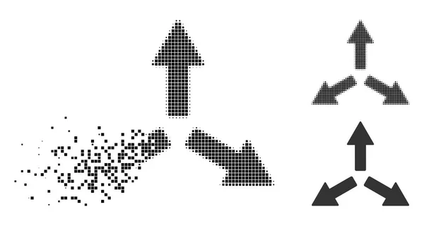 Pixel Fragmentado Halftone Ampliar Flechas Icono — Vector de stock