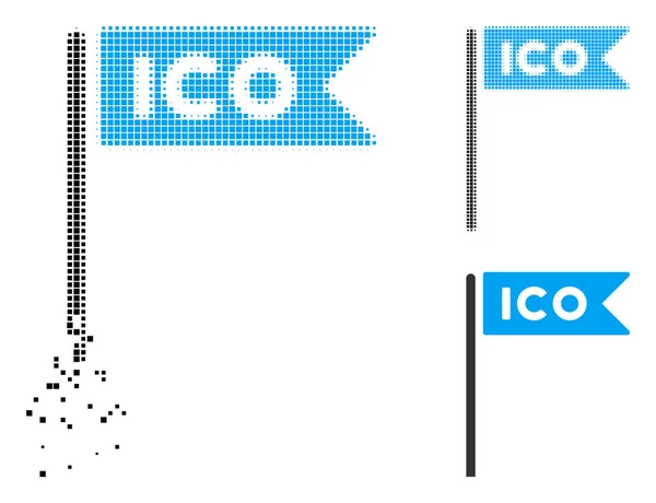 붕괴 픽셀 하프톤 Ico 플래그 아이콘 — 스톡 벡터