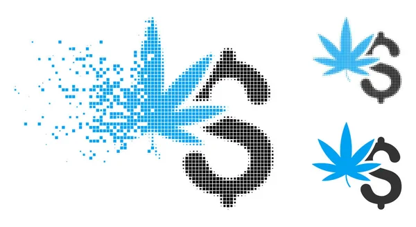 Skadad Pixel halvton Marijuana Business-ikonen — Stock vektor