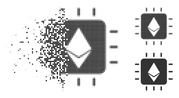 Beschadigde korrelig halftoon Ethereum Crystal Chip pictogram — Stockvector