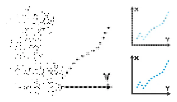 Icône de tracé de fonction pointillée pixelisée brisée demi-teinte — Image vectorielle