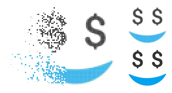 Icona frammentata punteggiata a mezzitoni dell'uomo d'affari Smile — Vettoriale Stock