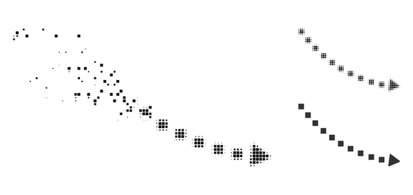 Pixel fragmentado meio-tom pontilhado declínio tendência ícone — Vetor de Stock